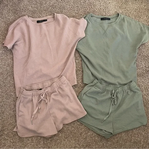 Intimates Sleepwear Zesica Womens Waffle Knit Pajama Set Two